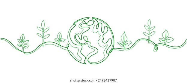 Earth line art style vector illustration