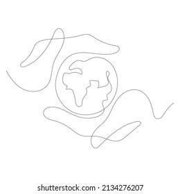 Earth line continues drawing with hands on white background. Vector illustrations for banners