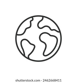 Earth, in line design. Earth, planet, globe, world, nature, environmental, earthy on white background vector. Earth editable stroke icon.