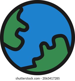 Earth Line Filled Vector Icon Design
