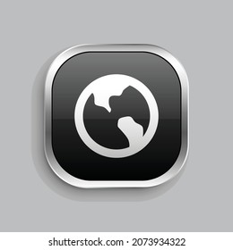 earth line icon design. Glossy Button style rounded rectangle isolated on gray background. Vector illustration