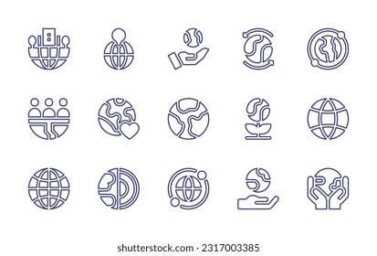 Earth line icon set. Editable stroke. Vector illustration. Containing corporate, planet earth, earth, global, worldwide, world, mother earth day.