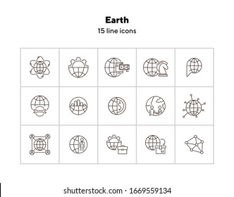 Earth line icon set. Globe, planet, world, affairs. Foreign relations concept. Can be used for topics like worldwide business, multinational company, networking