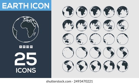  Earth line icons collection. Thin outline icons pack. Vector illustration