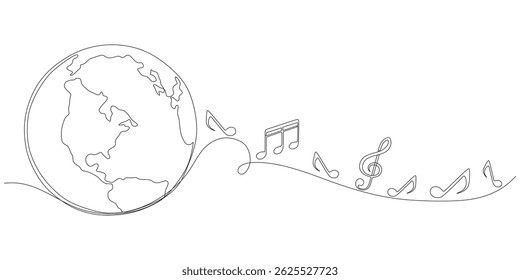 earth line and scale vector design for world music day