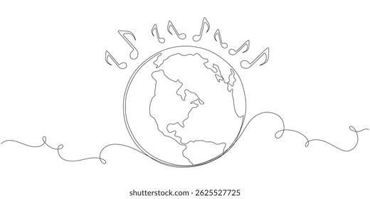 earth line and scale vector design for world music day