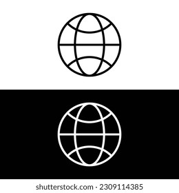 icono del vector de línea terrestre sobre fondo blanco y negro