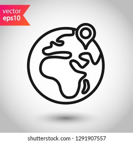 Earth location icon. Map point sign. Navigation vector symbol