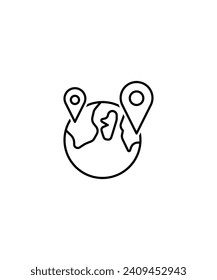 earth with location icon, vector best line icon.