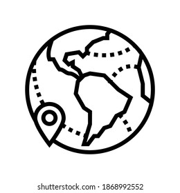 earth location point line icon vector. earth location point sign. isolated contour symbol black illustration