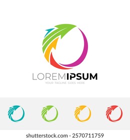 Earth logo and arrow design circle, up logos