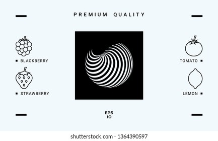 Earth logo design with elegant stripes. Graphic elements for your design