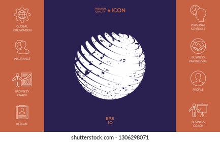 Earth logo design with grunge effect. Graphic elements for your design