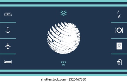 Earth logo design with grunge effect. Graphic elements for your design