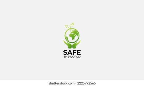 Earth logo design with leaves in a circle.