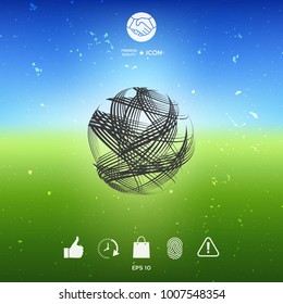 Earth logo design with multidirectional stripes