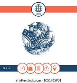 Earth logo design with multidirectional stripes
