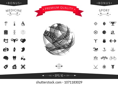 Earth logo design with multidirectional stripes