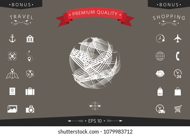 Earth logo design with multidirectional stripes