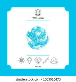 Earth logo design with multidirectional stripes