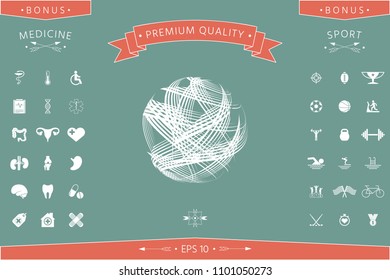 Earth logo design with multidirectional stripes