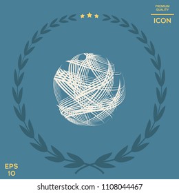 Earth logo design with multidirectional stripes