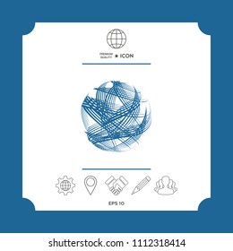 Earth logo design with multidirectional stripes