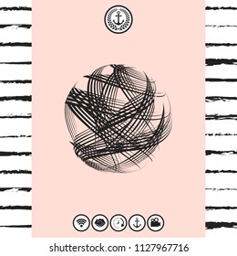 Earth logo design with multidirectional stripes