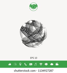 Earth logo design with multidirectional stripes