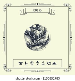 Earth logo design with multidirectional stripes