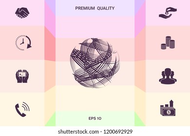 Earth logo design with multidirectional stripes