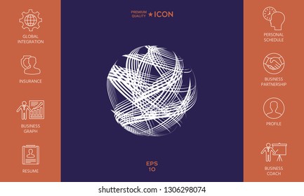 Earth logo design with multidirectional stripes. Graphic elements for your design