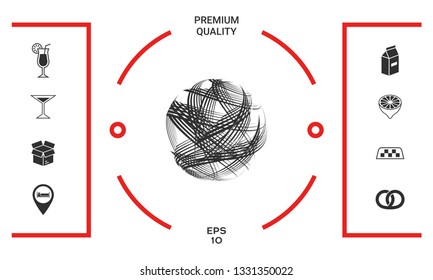Earth logo design with multidirectional stripes. Graphic elements for your design