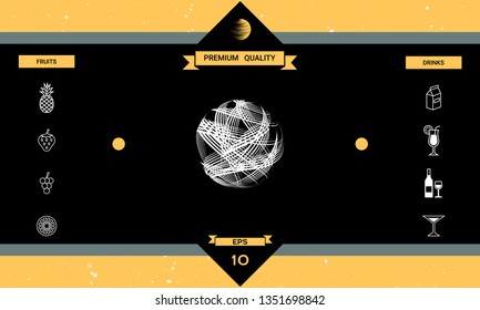Earth logo design with multidirectional stripes. Graphic elements for your design