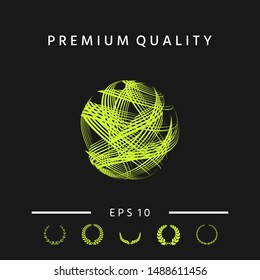Earth logo design with multidirectional stripes. Graphic elements for your design