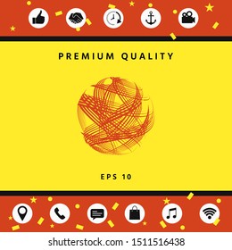 Earth logo design with multidirectional stripes. Graphic elements for your design