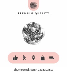 Earth logo design with multidirectional stripes. Graphic elements for your design