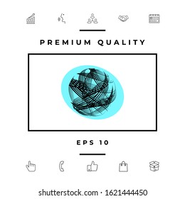 Earth logo design with multidirectional stripes. Graphic elements for your design