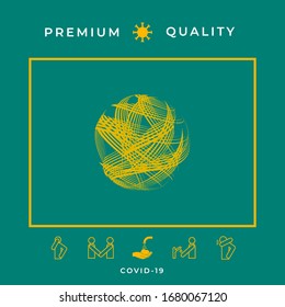 Diseño del logotipo de la Tierra con rayas multidireccionales. Elementos gráficos para el diseño
