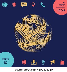 Earth logo design with multidirectional stripes