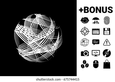 Earth logo design with multidirectional stripes