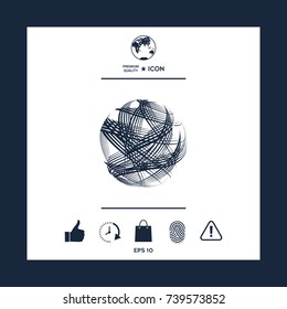 Earth logo design with multidirectional stripes