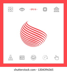Earth logo design with stripes. Graphic elements for your design