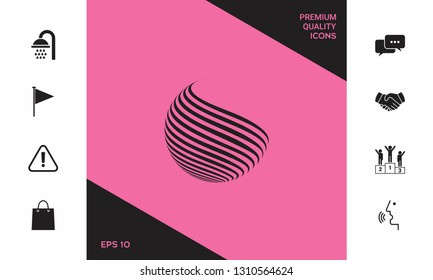 Earth logo design with stripes. Graphic elements for your design