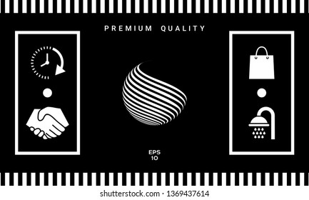 Earth logo design with stripes. Graphic elements for your design