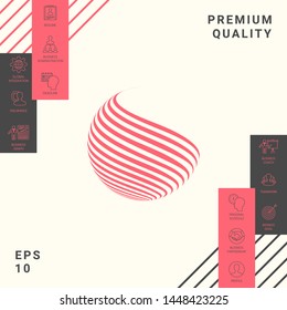 Earth logo design with stripes. Graphic elements for your design