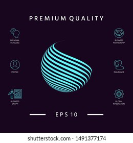 Earth logo design with stripes. Graphic elements for your design