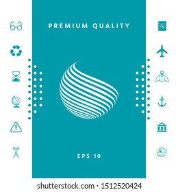 Earth logo design with stripes. Graphic elements for your design