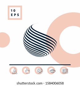 Earth logo design with stripes. Graphic elements for your design