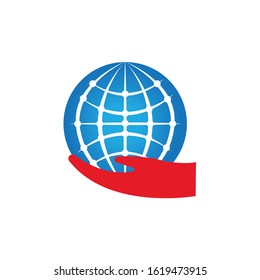 earth logo design template. save globe logo vector icon
